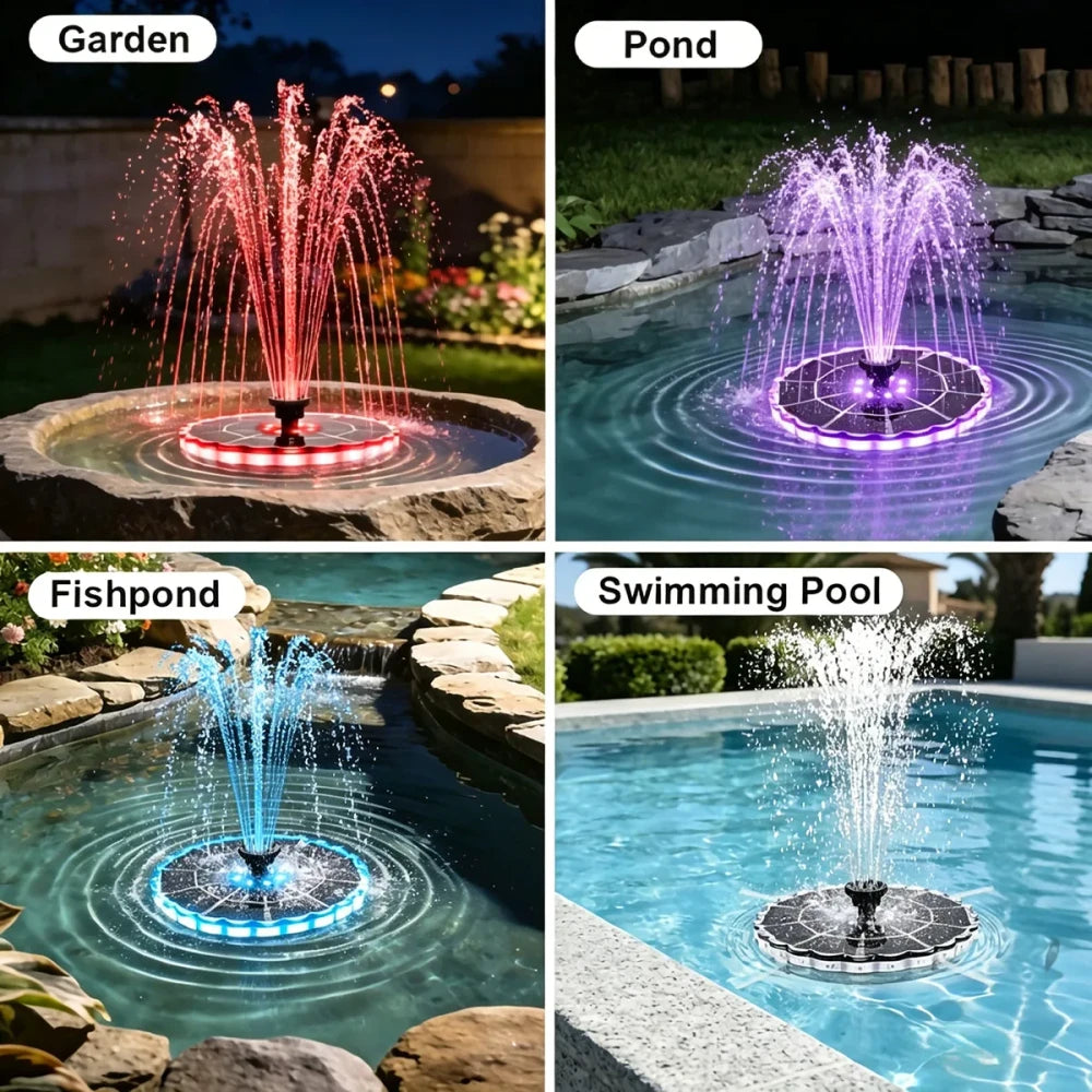 Fuente Solar Para Estanque De Jardín Con Luces